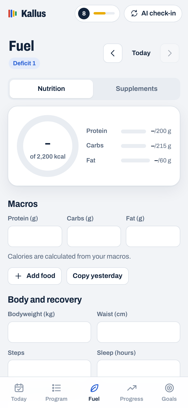 Kallus: logging today's macros