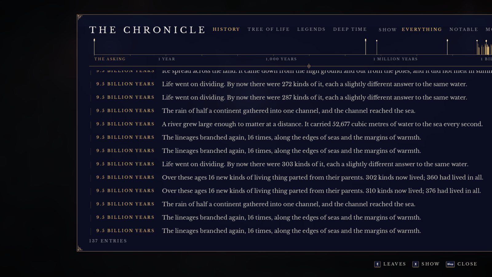 The Chronicle, listing the history of a world